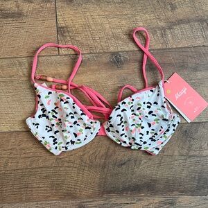 Maaji White Bikini Top with Pink Straps